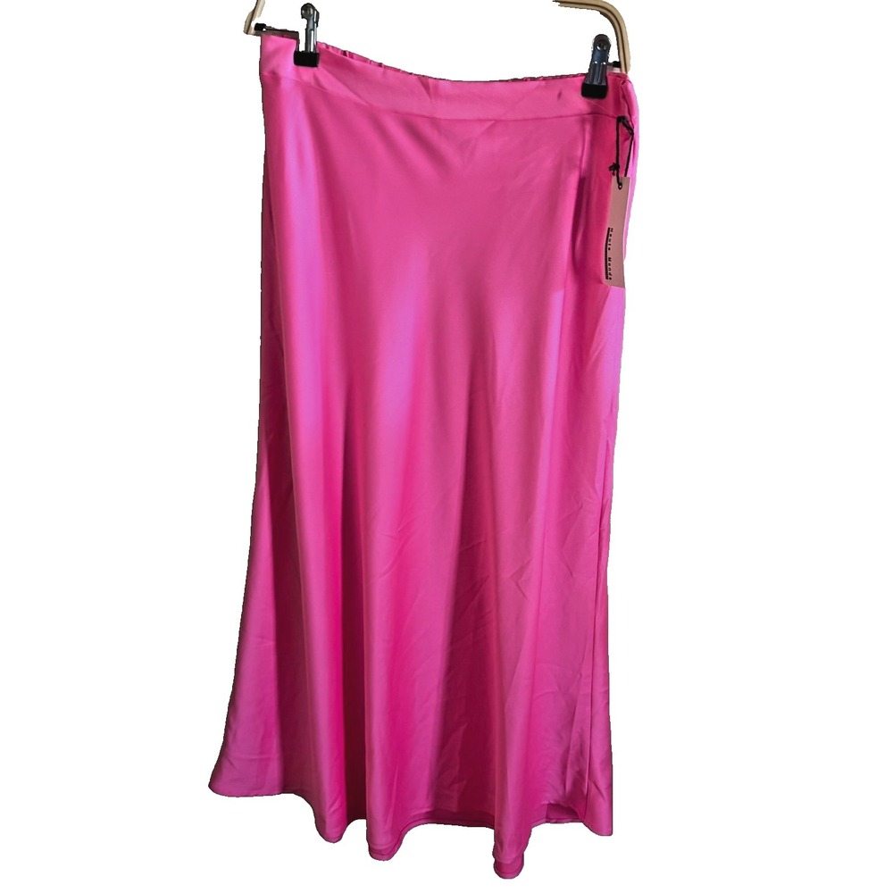 Haute Monde‎ Womens Pleated Midi Skirt Belted Accordion Pink HMS40371 Size M NWT
